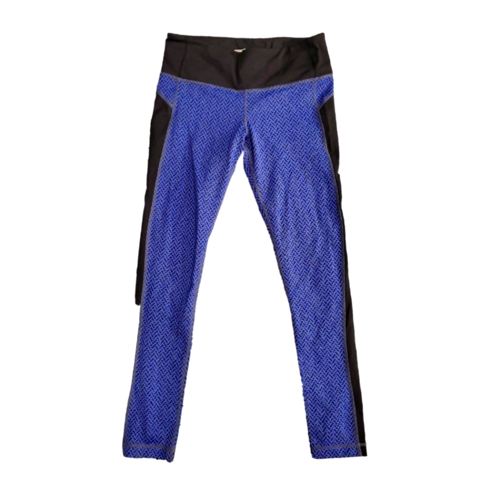 Kirkland Signature Womens Blue And Black Zig-zag Pattern Leggings